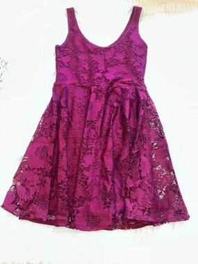 Aeropostale Magenta Lace Fit-and-Flare Dress
